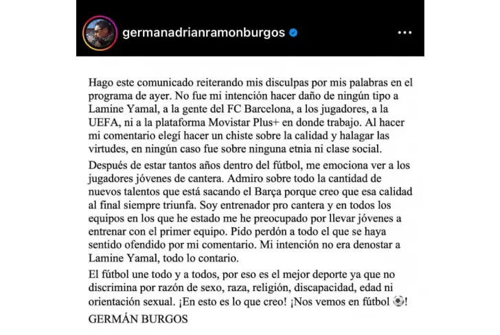 El comunicado del Mono Burgos